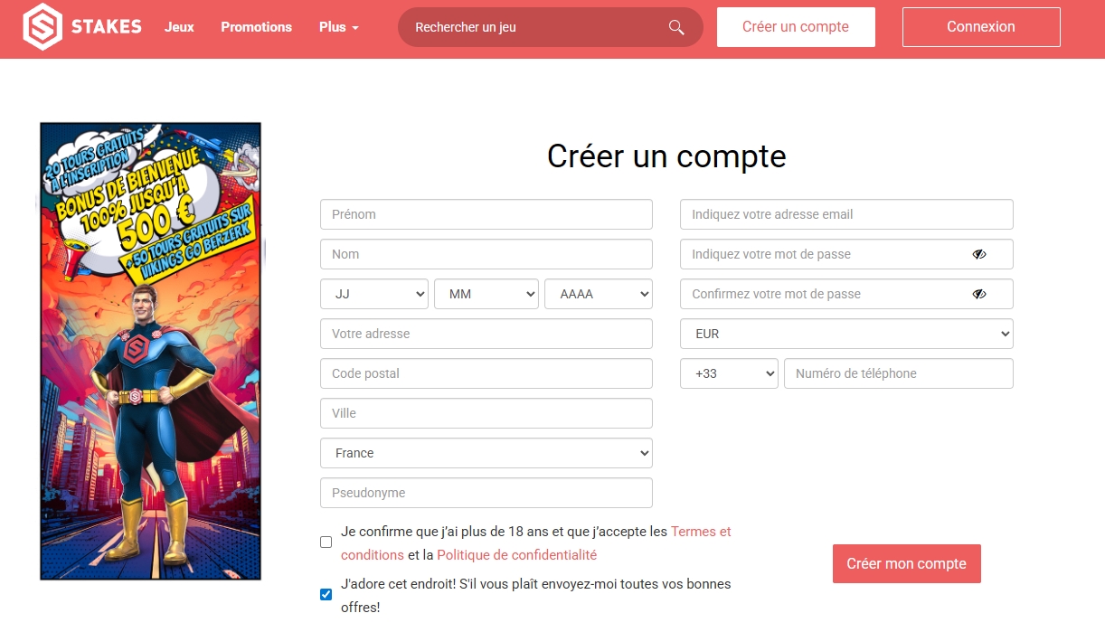 Stakes Casino - 20 Freispiele